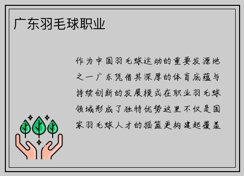 广东羽毛球职业