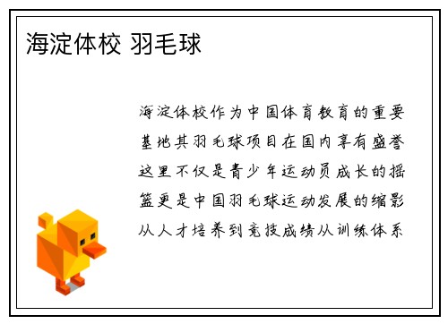 海淀体校 羽毛球