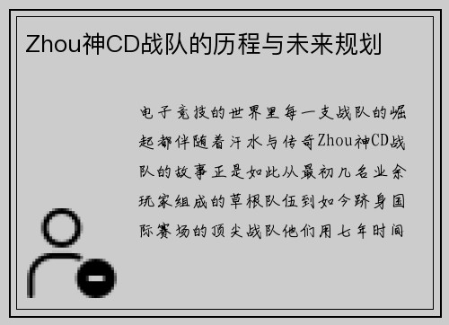 Zhou神CD战队的历程与未来规划